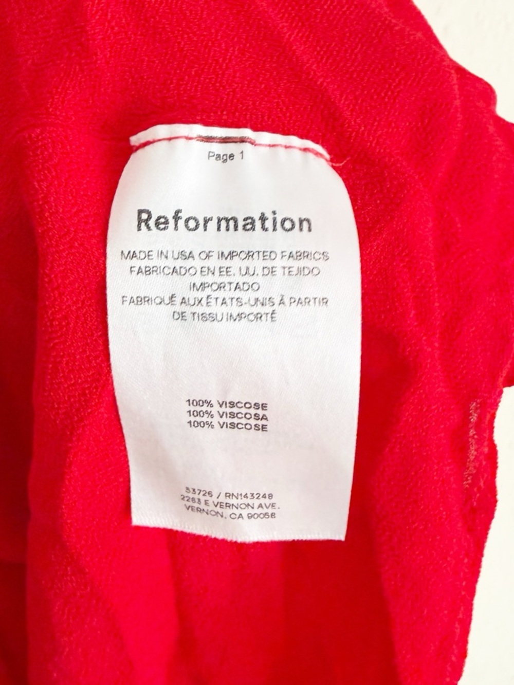 Reformation Taiga Red Fit & Flare Mini Dress Size 16 - Picture 5 of 7